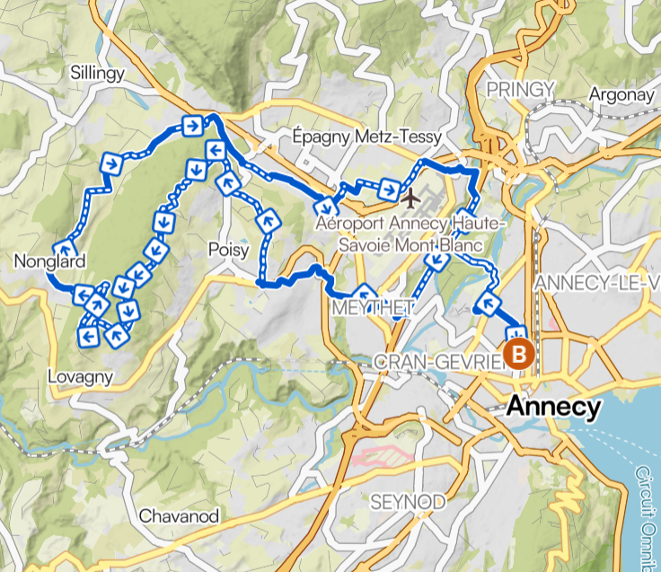 Carte Montagne d'Age - boucle gravel Annecy Albanais