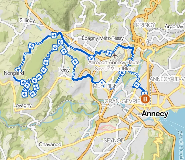 Carte Montagne d'Age - boucle gravel Annecy Albanais